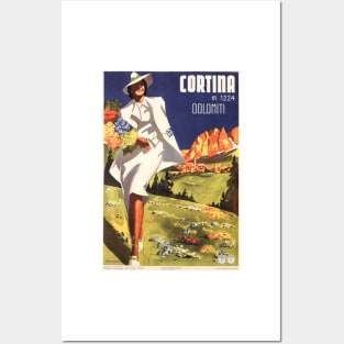 CORTINA DOLOMITI ITALY Mountains Vintage Travel Tourism Poster Advertisement Posters and Art